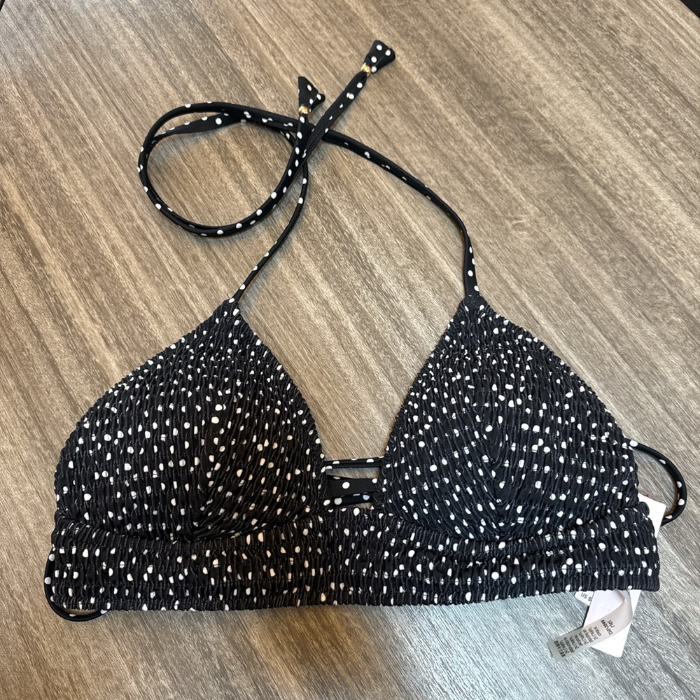 Victoria's Secret Black and White Polka Dot Bikini Top